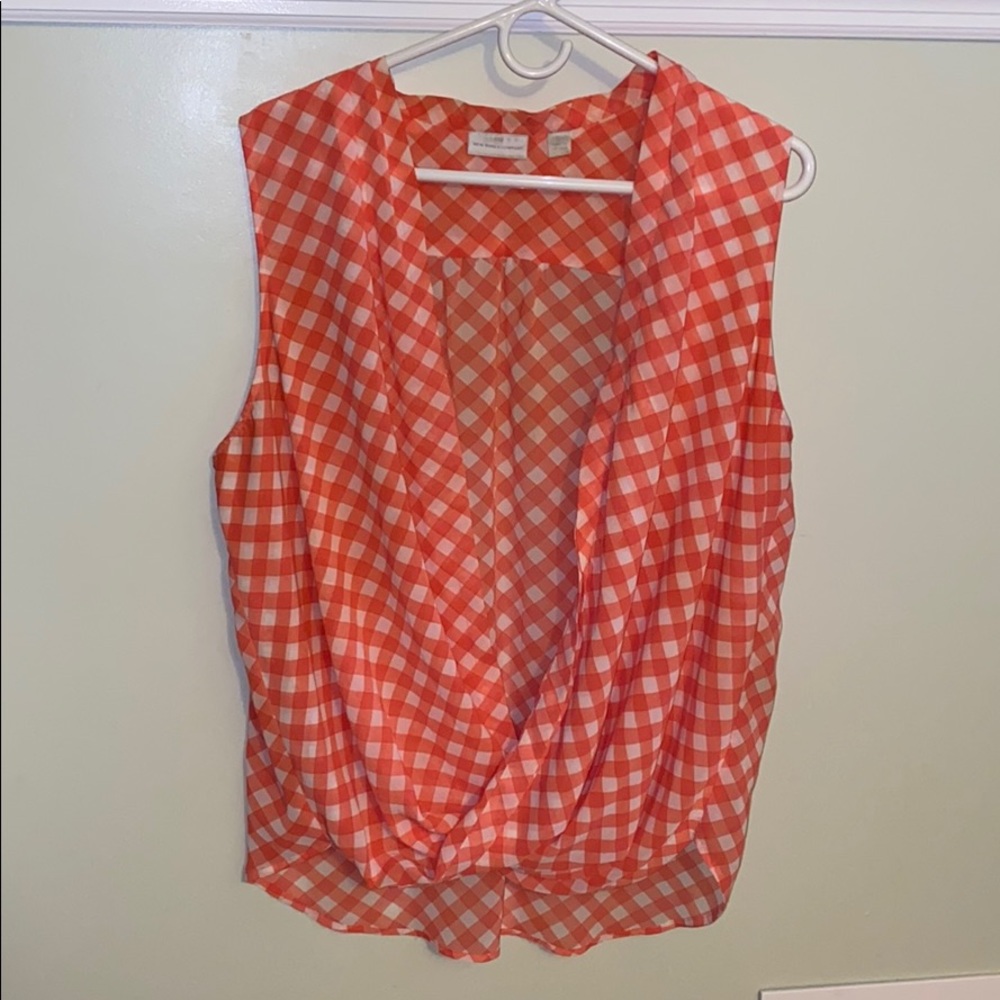 Pink Flannel Open Front Tank Top